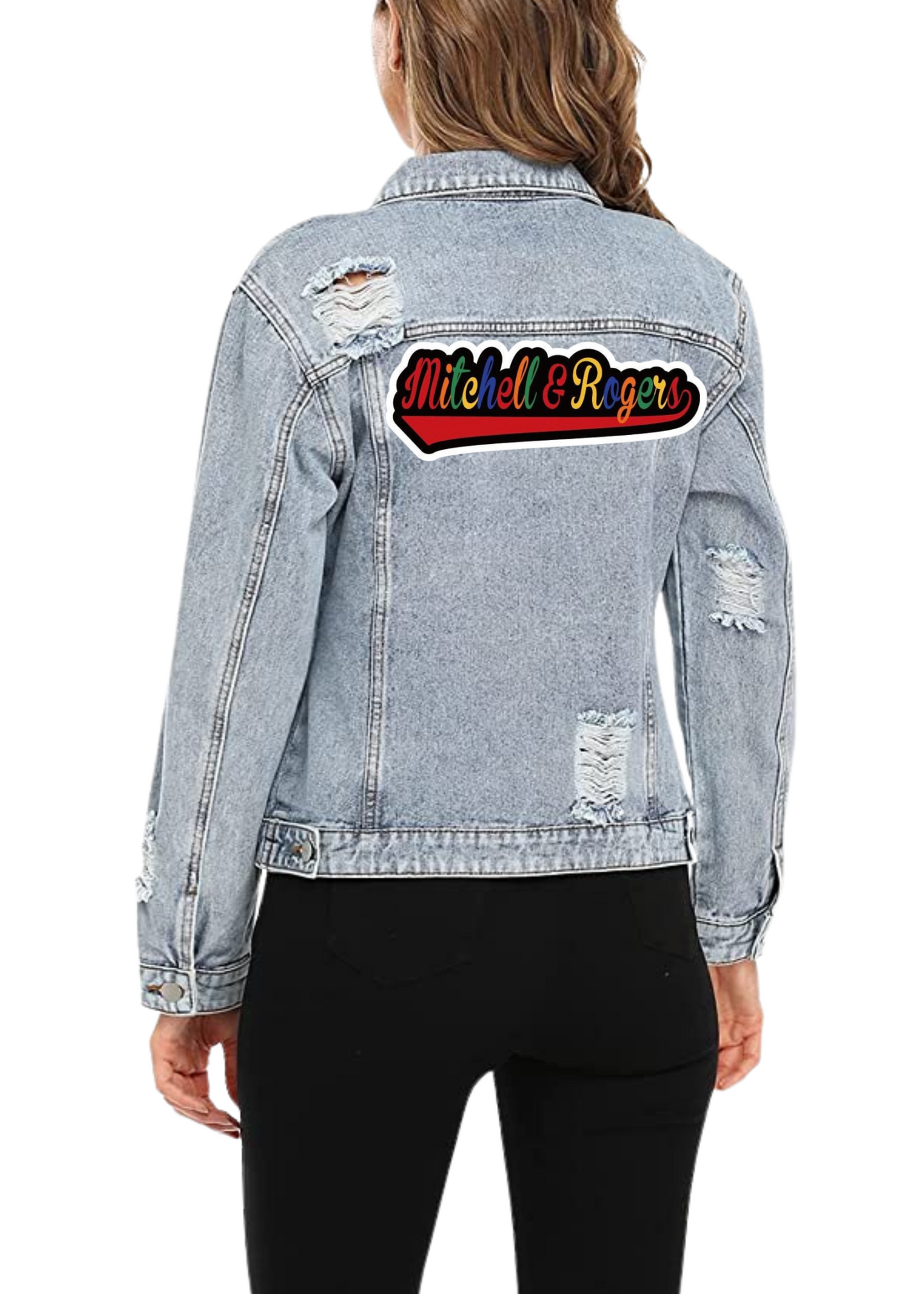Mitchell & Rogers Women's Distressed Motorcycle Jean Jacket