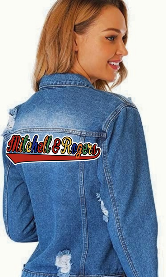 Mitchell & Rogers Women's Denim Ripped Distressed Motorcycle Jean Jacket